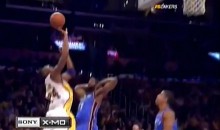 Kobe Bryant Hits A Shot From Behind The Backboard