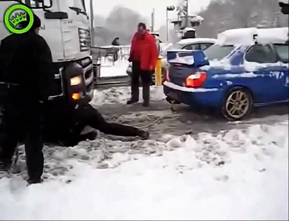 Subaru WRX Pulls Semi-truck Out of Snow with Ease