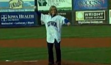 Shawn Johnson’s Opening Pitch That Barely Made It (Video)