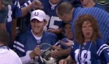Colts Fans Wrestle Over Brandon Jacobs’ Helmet (Video)