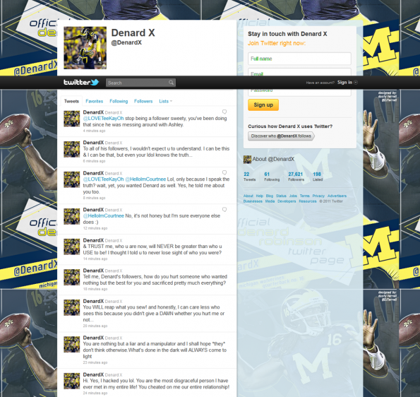 denard robinson twitter hacked