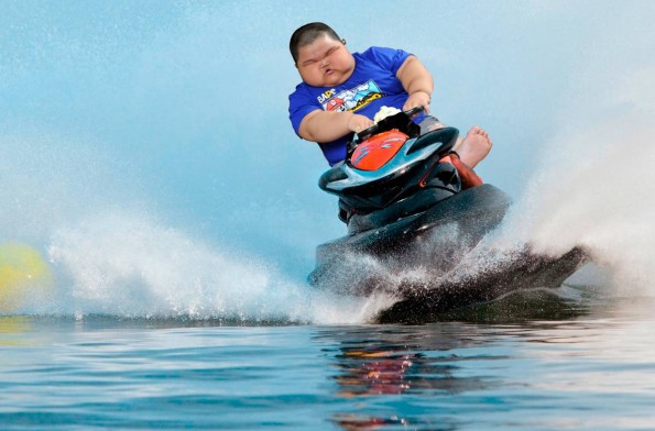 kid on a jet ski
