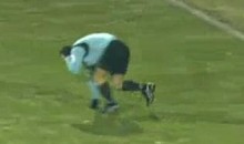 Soccer Referee Gets Hit With Cardboard, Flops Like A Soccer Player (Video)