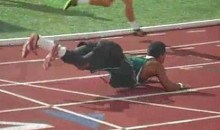 Sprinter Falls At Finish Line, Breaks Out The Worm Dance (Video)