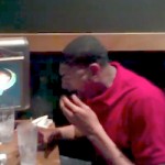anthony davis trying to eat blazin wing at buffalo wild wings