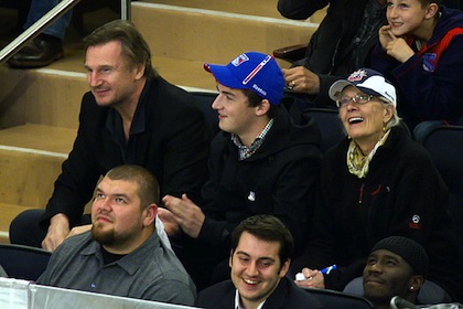 liam neeson at rangers game liam neeson at rangers game