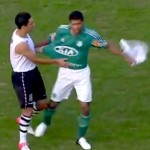 awkward shirt exchange at brazilian soccer game