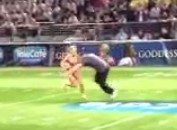 Lingerie Football Fan Wins Halftime Contest, Gets To Tackle Half-Naked Girl (Video)
