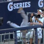 brett lawrie fall over yankee stadium railing