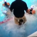 coach jumps on water polo player head