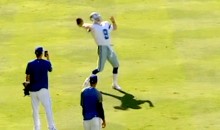 Rangers Pitcher Joe Nathan Dressed Up As Tony Romo During Warmups Yesterday (Video)