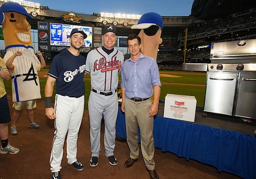 1 chipper jones retirement gift years supply of sausages brewers 1 chipper jones retirement gift years supply of sausages brewers