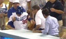 Dodgers Ballboy Makes Good Effort, But Ends Up In The Stands Without The Ball (Video)
