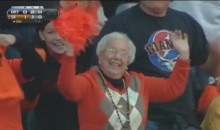 Granny Can't Stop Cheering For The Giants During Game One (Video)
