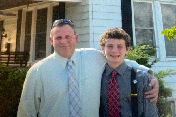 logan thompson with his father