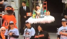 Lady With Big Hat Confuses San Francisco Giants With 49ers During Parade (Dramatic Lou Seal Video)