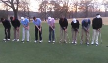 Watch 9 Golfers Sink 9 Simultaneous Putts Into the Same Hole (Video)