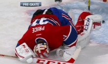 Habs’ Carey Price Takes a Puck to the Groin During Warm-Ups (Video)