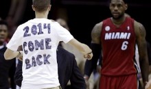 Cleveland Cavaliers Fan with Message for LeBron James Runs Onto the Court (Video)