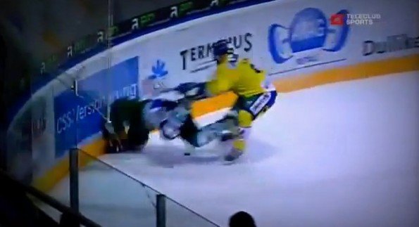 swiss hockey player check from behind