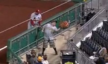 Watch this Pirates Fan Catch a Foul Ball in His Oversized Novelty Baseball Glove (Video)
