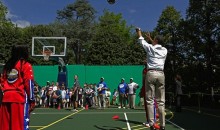 Watch President Barack Obama Lay Bricks on the Basketball Court (Video)
