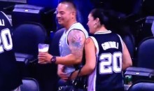 Female Spurs Fan Has Busy Hands (Video)