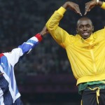 Usain Bolt and Mo Farah copy each others poses