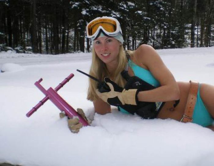 Girls On Ski Slopes. 
