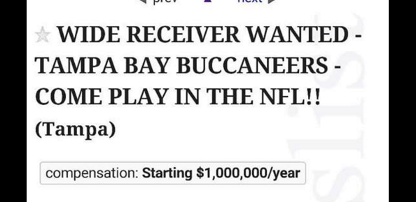 Buccaneers Fan Puts Help Wanted Ad On Craigslist For A WR ...