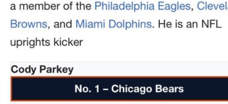 Cody Parkey Gets Brutalized With Multiple Wikipedia 