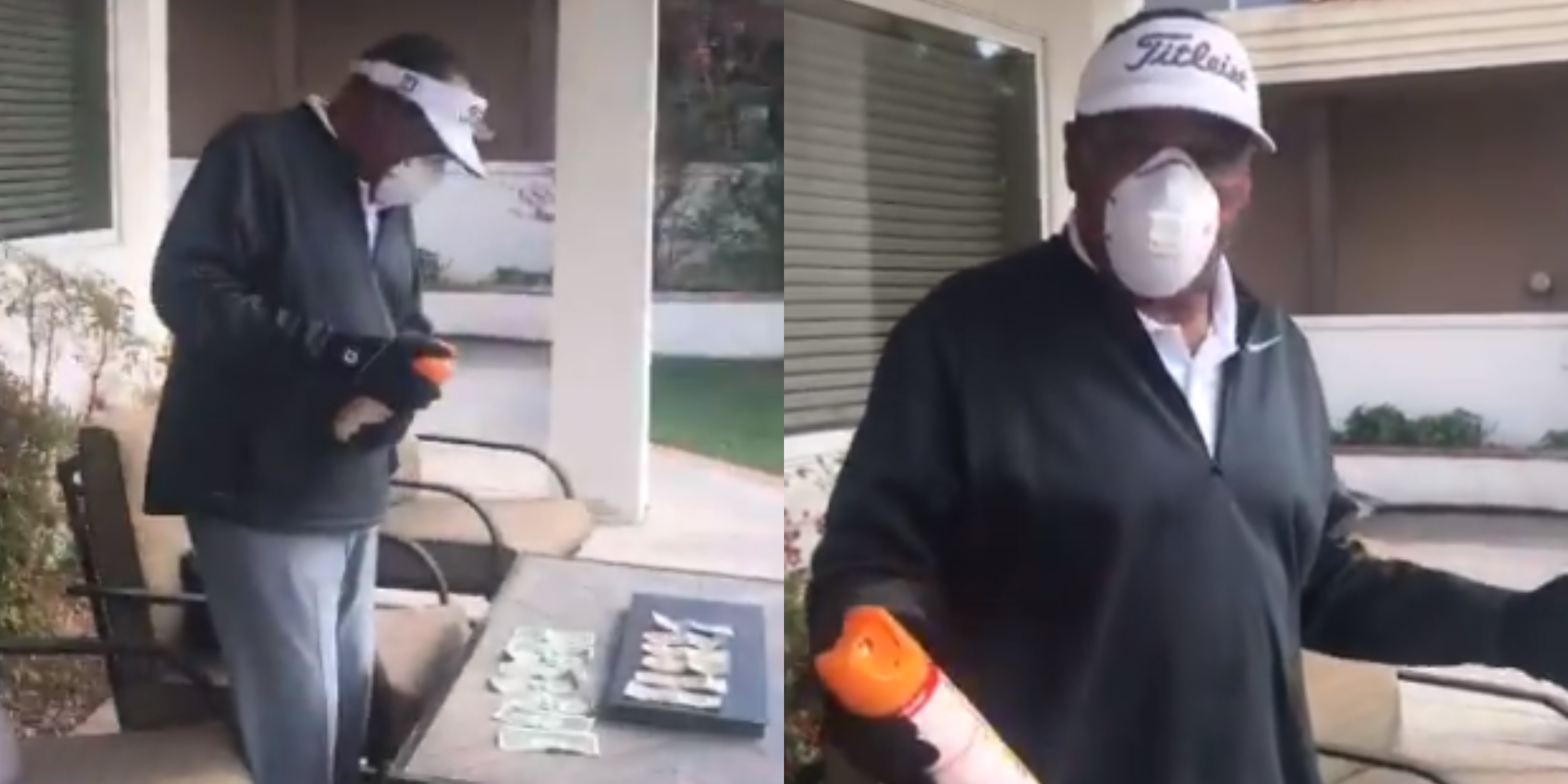 O J Simpson Wears Gloves Mask Sprays Disinfectant On Money Amid Coronavirus Fears Video Total Pro Sports