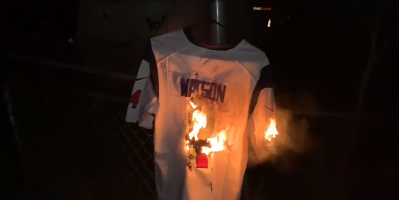 Texans Fan Burns Deshaun Watson's Jersey, Gives It The Middle ...