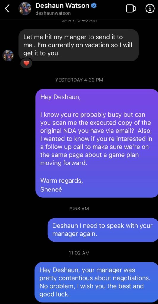 Text Messages Released Showing Deshaun Watson's Accuser