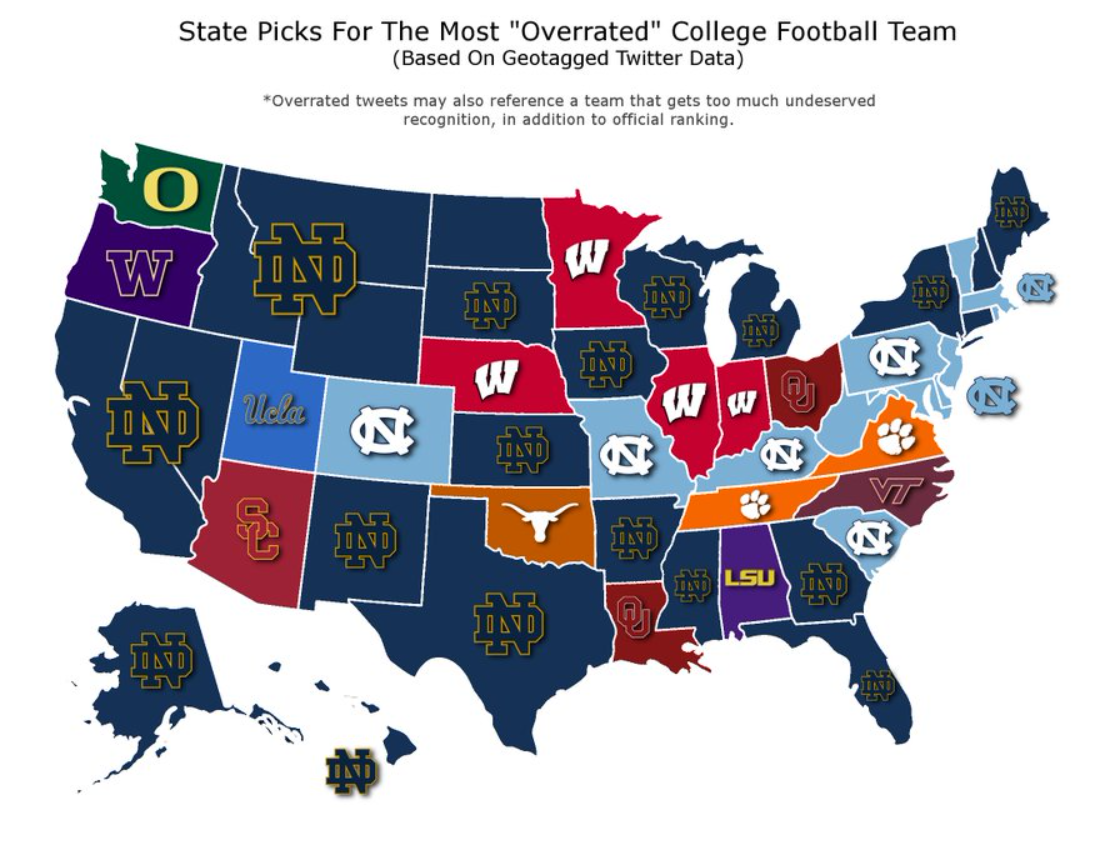 Twitter Map Shows Notre Dame Leads The Pack As Most Overrated College