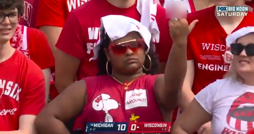Angry Wisconsin Badgers Fan Flips Off Team For Being Down Against The  Michigan Wolverines (VIDEO)