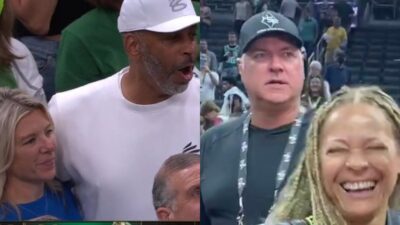 Dell curry girlfriend was married to Sonya Curry's new boyfriend in side by side photo of them at a game