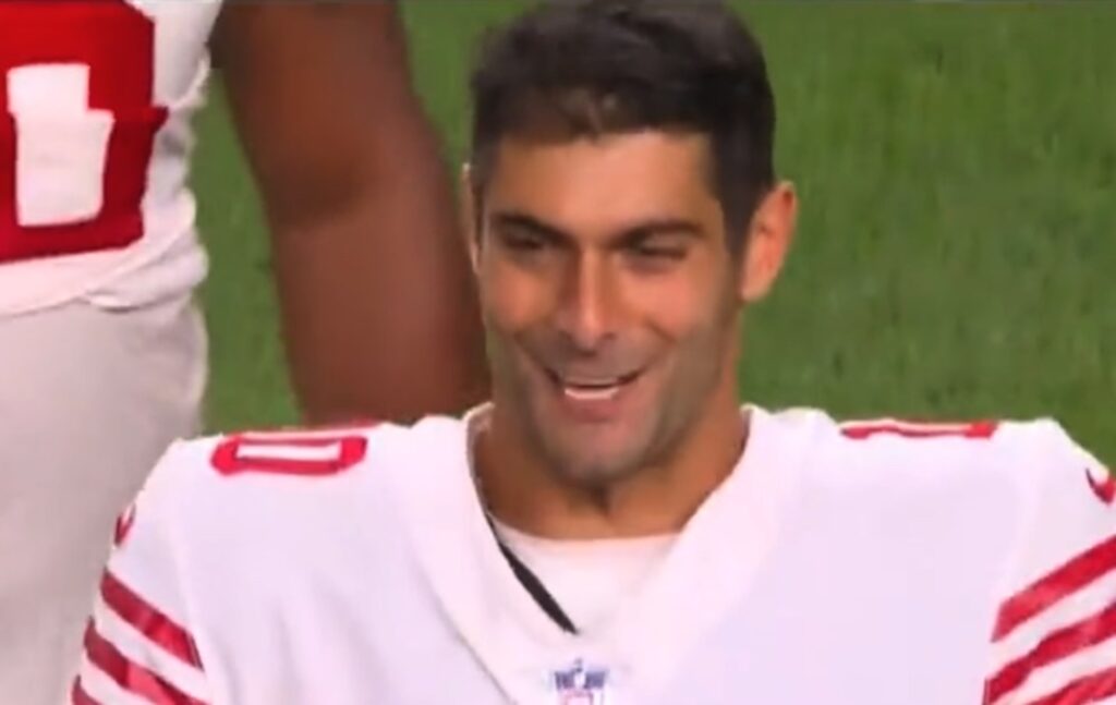 Jimmy Garoppolo Smiling vs Broncos