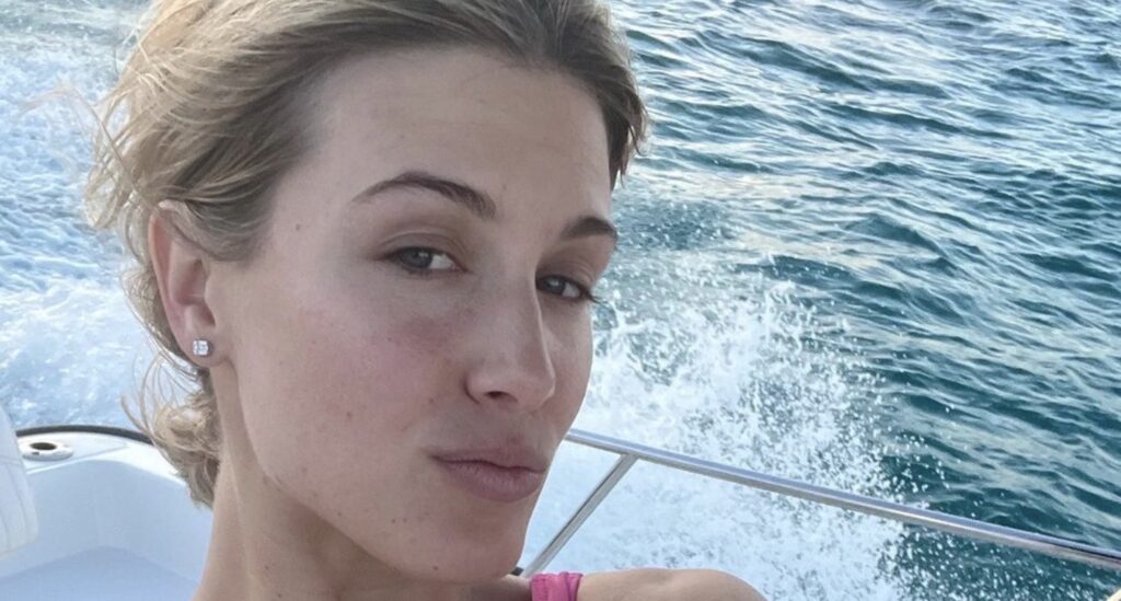 Genie Bouchard takes a selfie on a boat.