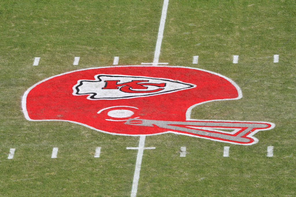 Kansas City Chiefs logo on field