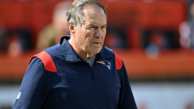 Bill Belichick with a Patriots shirt on