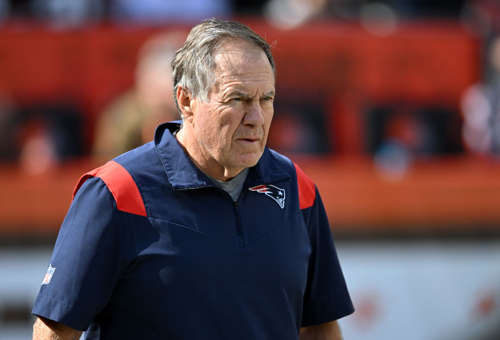 Bill Belichick with a Patriots shirt on