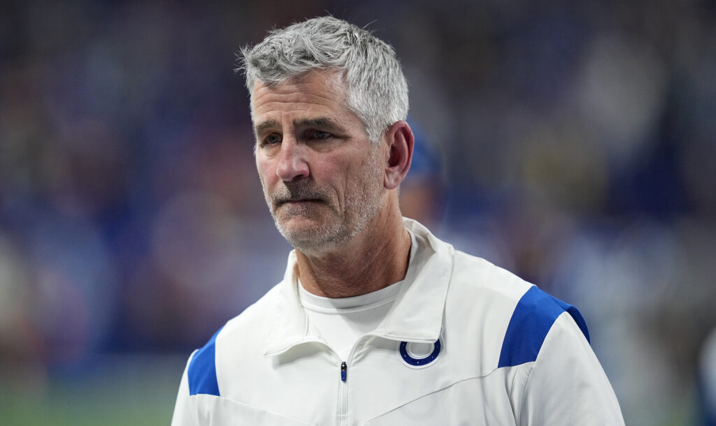 Colts head coach Frank Reich looks sad after a loss.