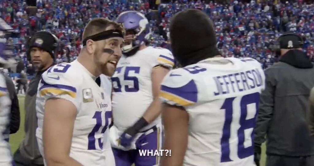 Adam Thielen and Justin Jefferson on the Vikings sideline