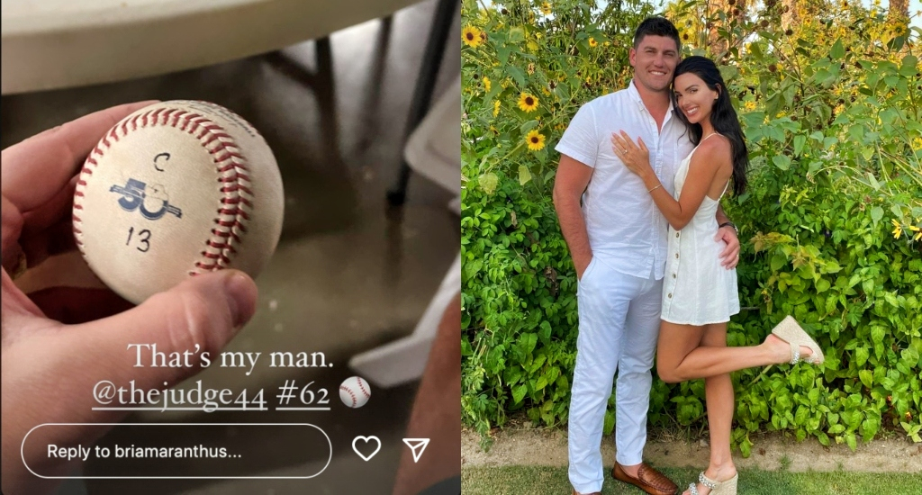 Aaron Judge 62nd home run ball and the guy who caught it and his wife.