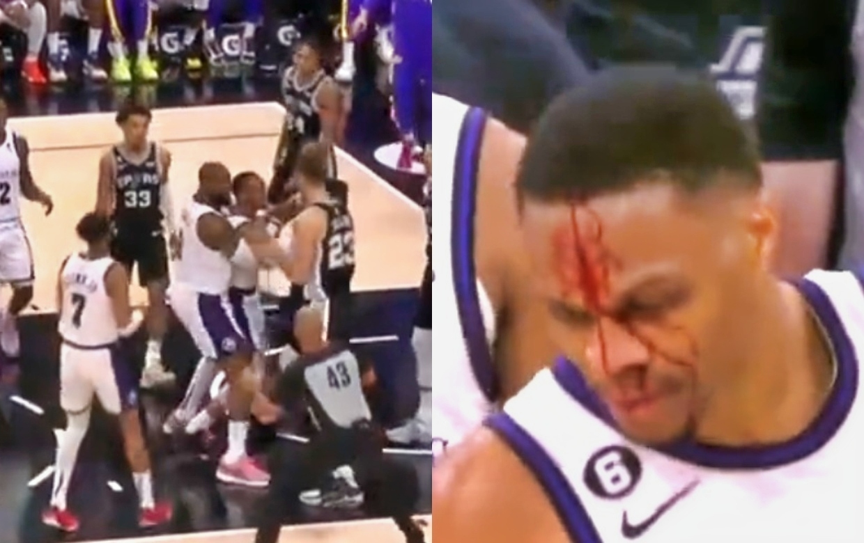 Russell Westbrook Held Back From Fighting After Hard Foul Has Him Leaking Blood (VIDEO)
