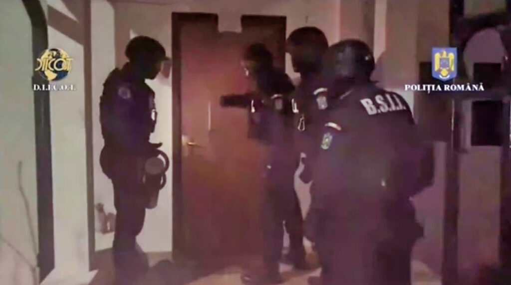 Photo of leaked raid video relating to Andre Tate's arrest in Romania