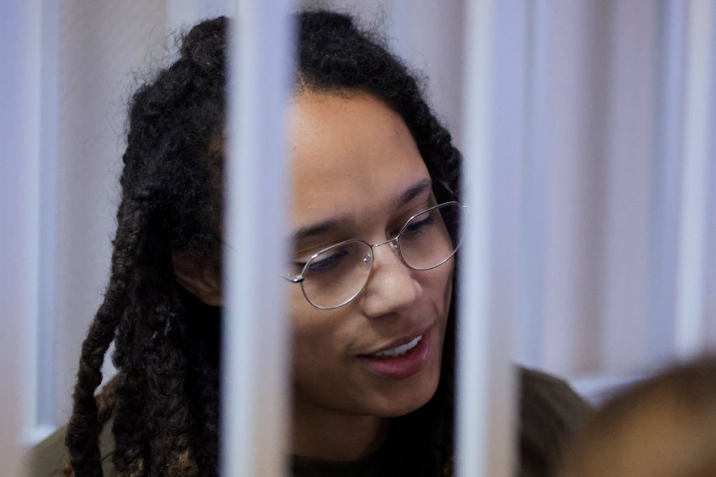 Brittney Griner smiling in holding cell