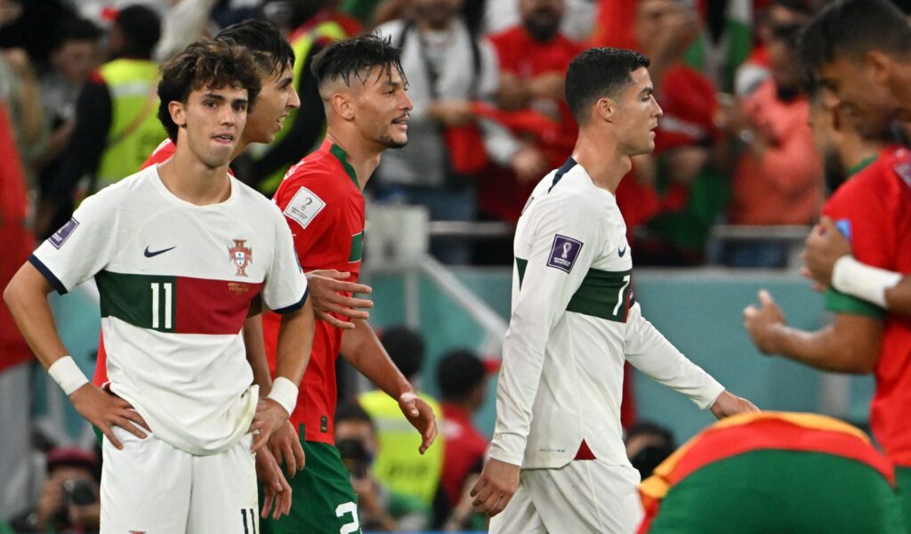 Cristiano Ronaldo exits pitch after Portugal loses to Morocco in the 2022 World Cup