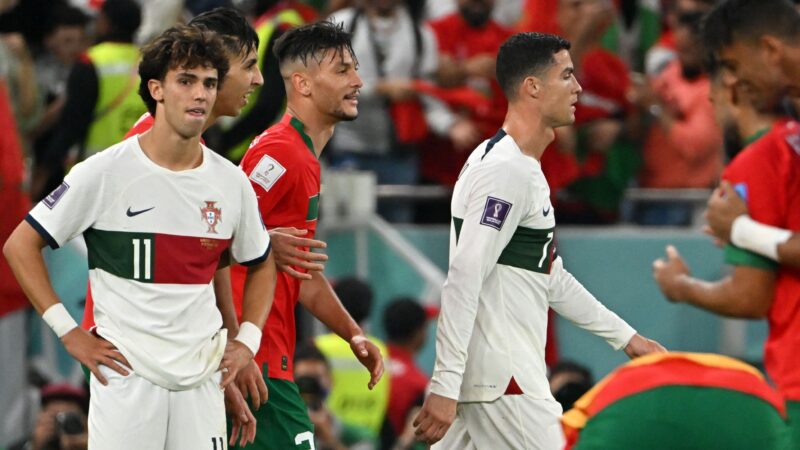 Cristiano Ronaldo exits pitch after Portugal loses to Morocco in the 2022 World Cup